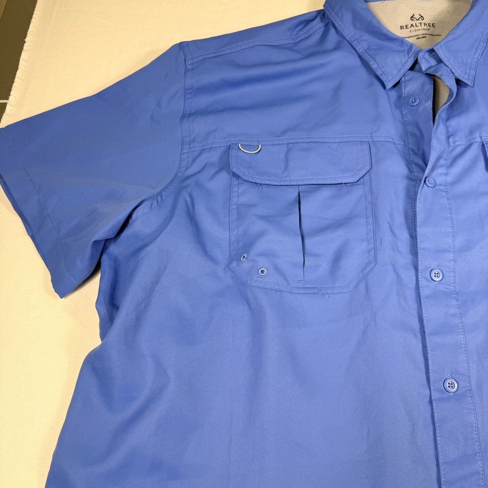 Realtree Fishing Shirt 3XL Blue Yonder Short Sleeve Vented Button Down TS10317 - Picture 13 of 16